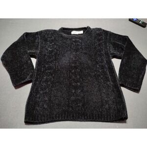 Duet Crew Neck Sweater Ladies S Black Pullover Soft Shoulder Pads Classic Warm